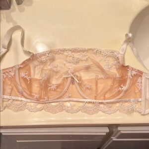 Elegant Lace Sheer Bra - Cream